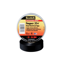 Scotch-Brite Electrical Tape Super 33+, 3/4" x 66', Black, Pack Of 10 Rolls