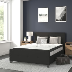 Flash Furniture Tribeca Tufted Upholstered Platform Bed with 10" , Full, 40"Hx56-1/4"Wx81"L, Black - HGBM1022