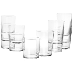 Martha Stewart Bowey 12-Piece Double Old Fashion And Highball Glassware Set, 17 Oz, Clear