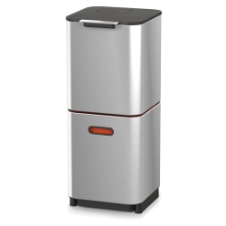 Joseph Joseph Totem Waste & Recycling Bin, 40 Liters, Silver