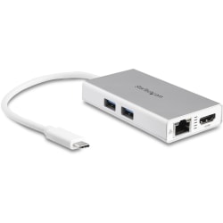 StarTech.com USB C Multiport Adapter - Aluminum - Power Delivery (USB PD) - USB C to Gigabit Ethernet / 4K HDMI / USB 3.0 Hub - Power and charge your laptop through USB Type C (5Gbps), and create a workstation adding 4K video, GbE and two USB 3.0 ports
