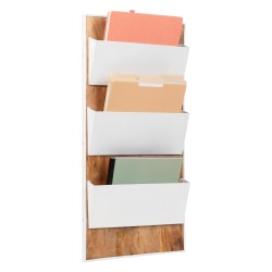 Mind Reader 3-Tier Wall-Mounted File Organizer, 32-1/4"H x 16"W x 3"D, White