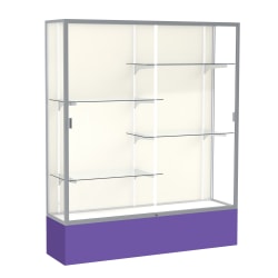 Waddell Spirit 4-Shelf Floor Display Case, 72"H x 60"W x 16"D, Purple Base/Satin Finish