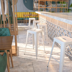 Flash Furniture Commercial Backless Bar Stool, White