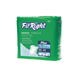 FitRight Plus Disposable Briefs, Large, 48 - 58", Blue, 20 Briefs Per Bag, Case Of 4 Bags