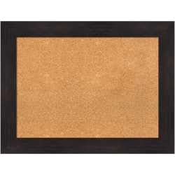 Amanti Art Rectangular Non-Magnetic Cork Bulletin Board, Natural, 34" x 26", Furniture Espresso Plastic Frame