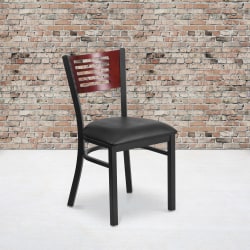 Flash Furniture Decorative Slat Back Restaurant Chair, Mahogany/Black