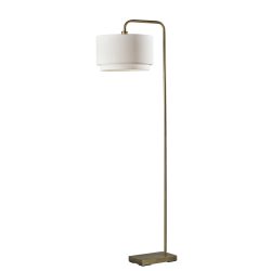 Adesso Brinkley Floor Lamp, 65"H, White/Antique Brass