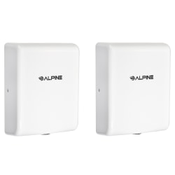 Alpine Industries Willow Commercial High-Speed Automatic Electric Hand Dryers, White, Pack Of 2 Dryers