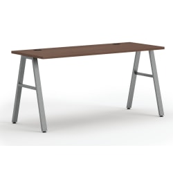 HON® Mod 60"W Table Computer Desk With A-Leg Base, Sepia Walnut/Silver