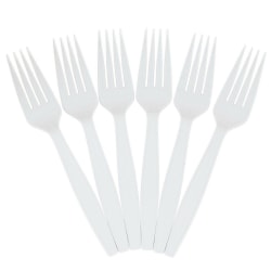 JAM PAPER Big Party Pack of Premium Plastic Forks, White, 100 Disposable Forks/Box