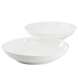 Gibson Home 2-Piece Round Fine Ceramic Serving Bowl Set, 11", White