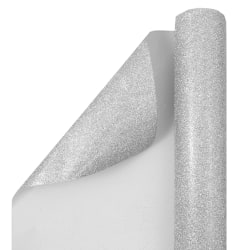 JAM Paper® Wrapping Paper, Glitter, 25 Sq Ft, Silver