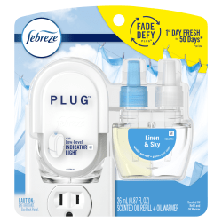 Febreze Plug-In Air Freshener, Starter Kit, Linen & Sky