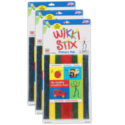 Wikki Stix® Original Wikki Stix®, Primary Colors, 8", 48 Wikki Stix Per Pack, Set Of 3 Packs