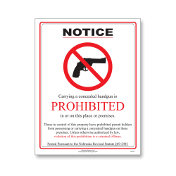 ComplyRight™ State Weapons Law 1-Year Poster Service, English, Nebraska, 8 1/2" x 11"