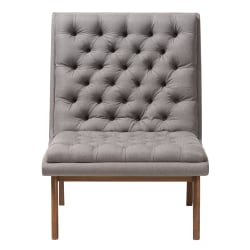 Baxton Studio Yasin Fabric Lounge Chair, Gray/Walnut