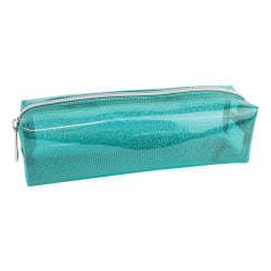 Office Depot® Brand Glitter PU Pencil Pouch, 2-7/16" x 8-3/4", Blue Glitter, Total Quantity 1