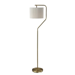 Adesso Simplee Evan Floor Lamp, 60"H, Antique Brass/Off-White