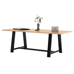 KFI Studios Midtown Standard Height Laminate Conference Table, 30"H x 96"W x 36"D, Maple/Black