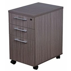 Boss Office Products Simple System 22" Vertical 3-Drawer Mobile Pedestal Box File Cabinet, Driftwood