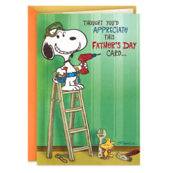 Hallmark Peanuts Funny Father's Day Card (Snoopy and Woodstock Fixer-Upper)