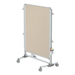 Ghent Nexus Jr Partition Double-Sided Mobile Magentic Fabric/Non-Magnetic Dry-Erase/Bulletin Board, 34 1/4"x46 1/4", Beige Board/Silver Aluminum Frame