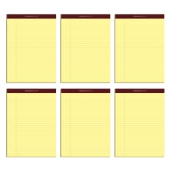 TOPS™ Docket Gold™ Premium Writing Pads, 8 1/2" x 11 3/4", Legal Ruled, 50 Sheets, Canary, Pack Of 6 Pads