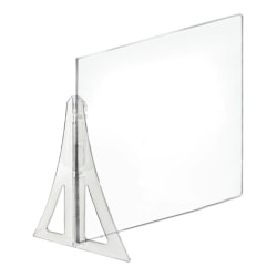 Azar Displays Single Leg Partition Cashier Shield, 20" x 20", Clear, Set Of 2 Shields
