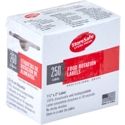 Cambro Half-Size Food Rotation Labels, 1252SLINB250, 1-1/4"W x 2"D, White, Pack Of 250 Labels