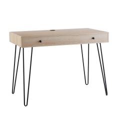 Realspace® Callay 42"W Writing Desk, Blonde Oak/Black