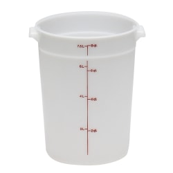 Cambro Poly Round Food Containers, 8 Qt, White, Pack Of 12 Containers