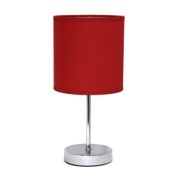Simple Designs Mini Basic Table Lamp, 11 7/8"H, Red Shade/Chrome Base