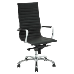 Lorell® Modern Ergonomic Bonded Leather High-Back Chair, Black