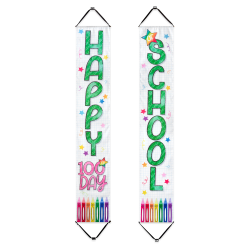 Office Depot® Brand 100th Day Of School Fabric Door Banners, 12"W x 72"H, Multicolor