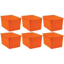 Teacher Created Resources Plastic Multi-Purpose Bins, 7-1/2"H x 9-1/4"W x 14"D, Orange, Pack Of 3 Bins