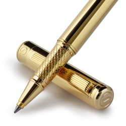 Scriveiner Classic Rollerball Pen, Medium Point, 0.7 mm, Gold Barrel, Black Ink