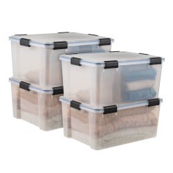 IRIS Plastic Storage Bins with Sealed Lids, 60-Quart, Clear, Total Qty 4