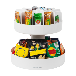 Mind Reader Anchor Collection 2-Tier Lazy Susan Countertop Organizer, 14"H x 14-1/4"W x 14-1/4"L, White