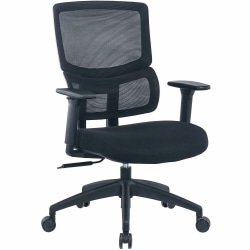 Lorell Ripley Mid Mesh-Back Chair with Articulating Lumbar Support - Mid Back - Black - Fabric, Mesh - 1 Each