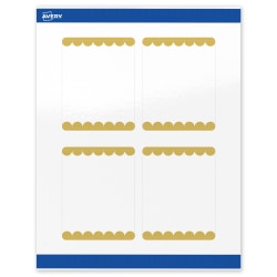 Avery® Print-To-The-Edge Labels With Sure Feed® Technology, S00-DJZ-PRWGP10, Rectangle, 4" x 3-1/3", Glossy White, Preprinted Gold Dots Edge Design, Pack Of 40