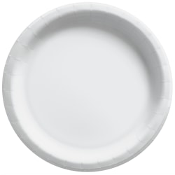 Amscan Round Paper Plates, 8-1/2&rdquo;, Frosty White, Pack Of 150 Plates