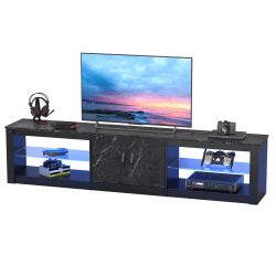Bestier 80" LED Gaming TV Stand For 85" TVs, 18-1/2"H x 80"W x 13-13/16"D, Black Marble