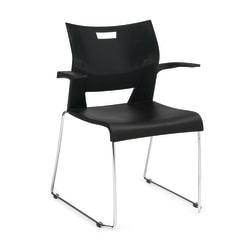 Global® Duet Stacking Armchairs, Black/Chrome, Set Of 4