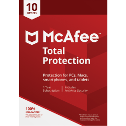 McAfee® Total Protection AntiVirus Software, For PC, Apple® Mac®, iOS, or Android, 10 Devices, 1-year subscription, eCard