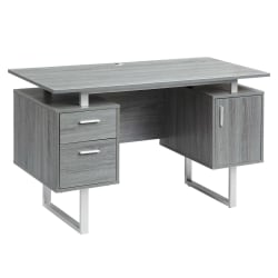 Techni Mobili 52"W Modern Computer Desk With Storage, Gray
