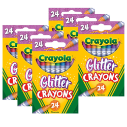 Crayola Glitter Crayons, Regular Size, Assorted Colors, 24 Crayons Per Pack, Set Of 6 Packs