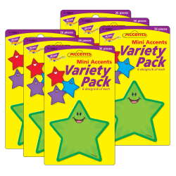 Trend Mini Accents, Stars, Pack Of 36 Accents, Set Of 6 Packs