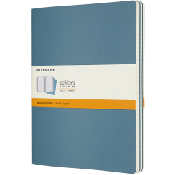 Moleskine Cahier Journals, Extra Large, 7.5" x 10", Ruled, 120 Pages, Brisk Blue, Set Of 3 Journals