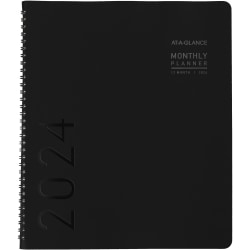 2024 AT-A-GLANCE® Contemporary Monthly Planner, 9" x 11", Black, January To December 2024, 70260X05